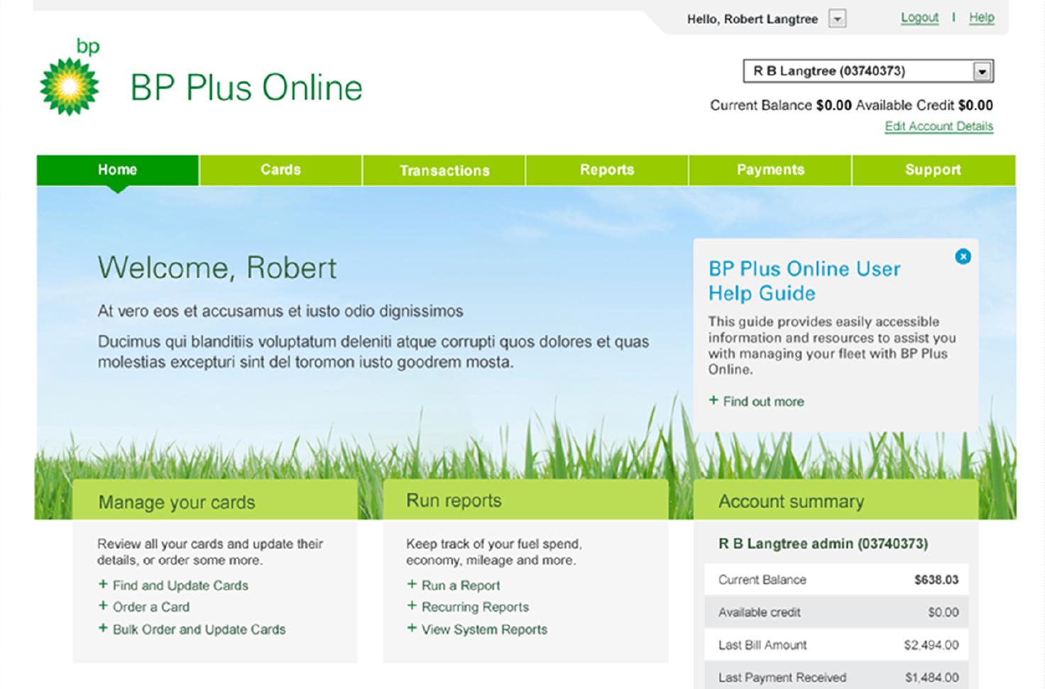 Screenshot BP Fuelcard